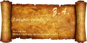 Zatyko Arnót névjegykártya